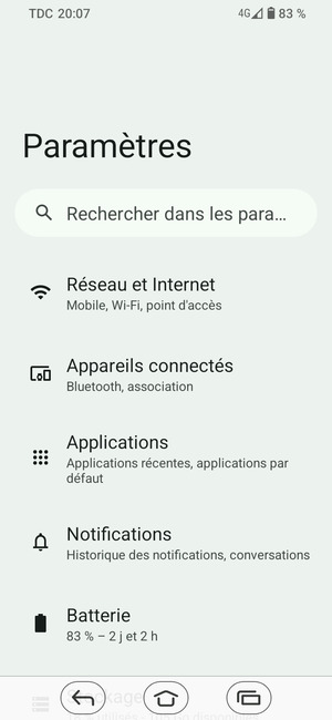 Sélectionnez Réseau et Internet