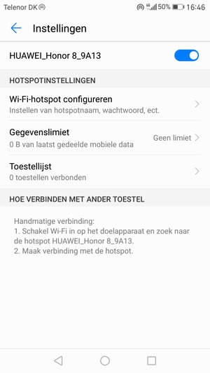 Uw telefoon is nu geïnstalleerd voor gebruik als modem