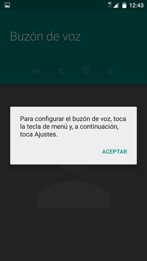 Si el correo de voz no está configurado, seleccione ACEPTAR