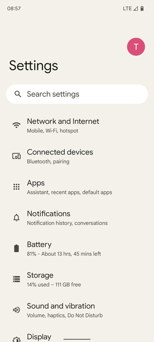 Select Network and Internet
