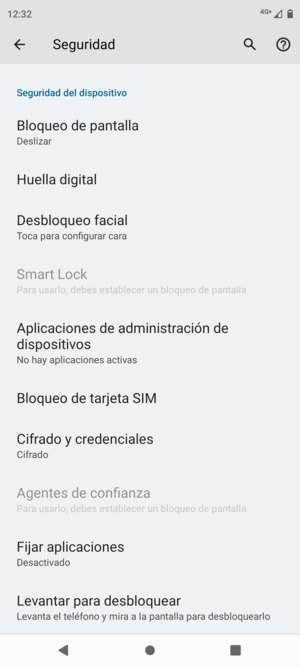 Desplácese y seleccione Bloqueo de tarjeta SIM