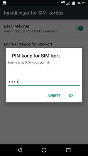 Bekreft din nye PIN-kode og velg OK