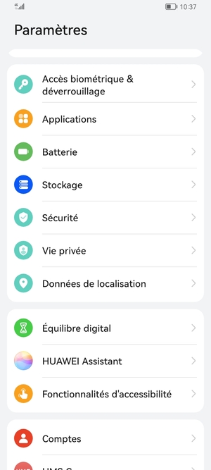 Faites défiler et sélectionnez Sécurité