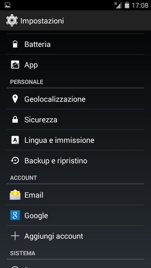 Scorri e seleziona Sicurezza