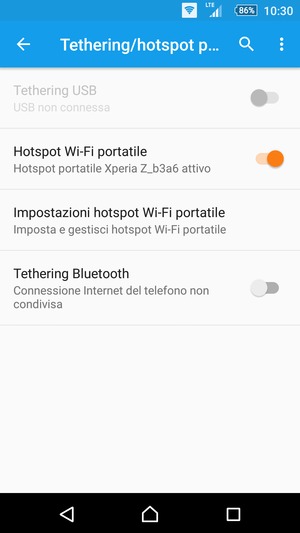 Il telefono è ora pronto per essere usato come modem