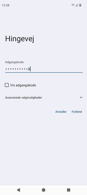 Indtast Wi-Fi adgangskoden og vælg Forbind