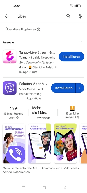 Wählen Sie die App