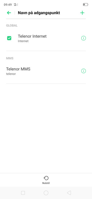 Vælg internetadgangspunktet