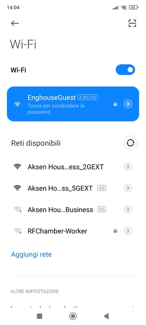 Ora sei connesso alla rete Wi-Fi