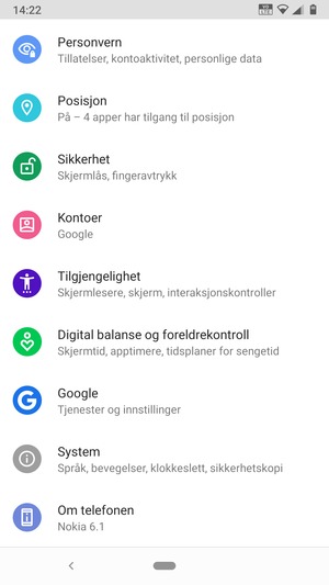 Bla til og velg Sikkerhet