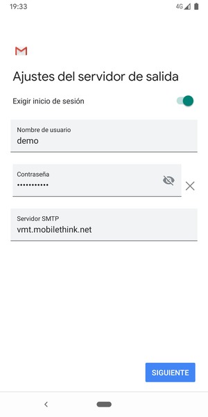 Introduzca la dirección de servidor saliente