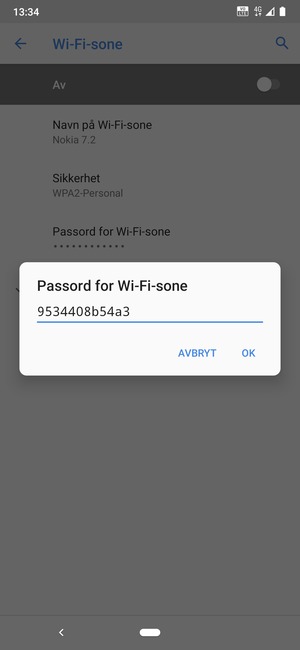 Skriv inn et Wi-Fi hotspot-passord på minst 8 tegn og velg OK