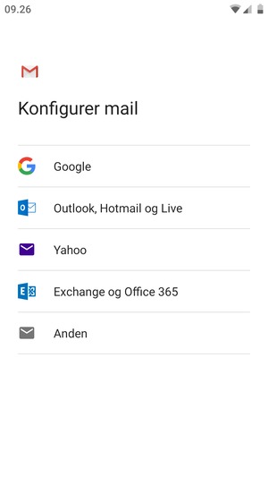 Vælg Outlook, Hotmail og Live
