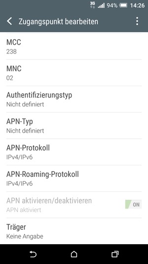 Scrollen Sie nach unten und geben Sie Ihre Internetinformationen ein