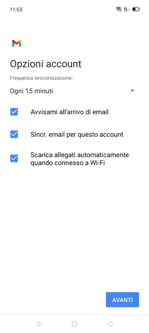 Seleziona AVANTI