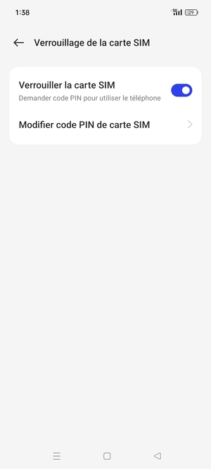 Sélectionnez Modifier code PIN de carte SIM
