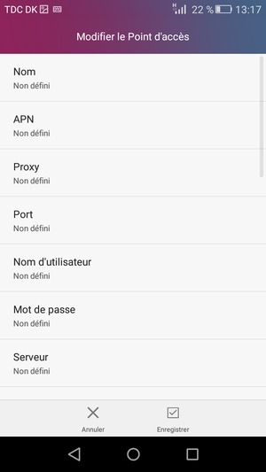 Saisissez les informations Internet