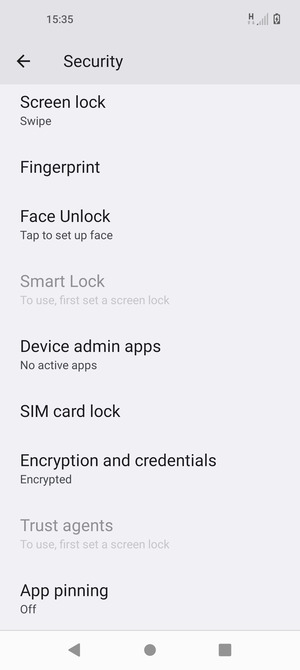 Scroll to and select SIM card lock