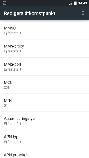 Scrolla ner och ange internetinformation