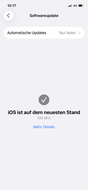 Falls Ihr iPhone aktualisiert ist, wird Ihnen der folgende Bildschirm angezeigt.