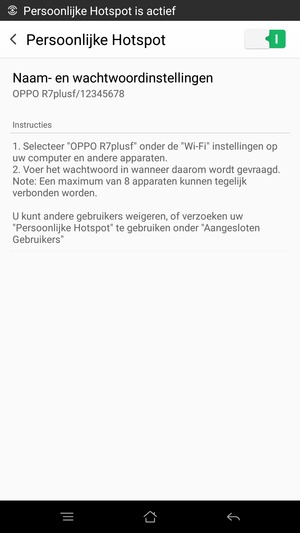 Uw telefoon is nu geïnstalleerd voor gebruik als modem