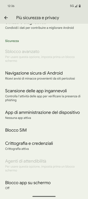 Scorri e seleziona Blocco SIM