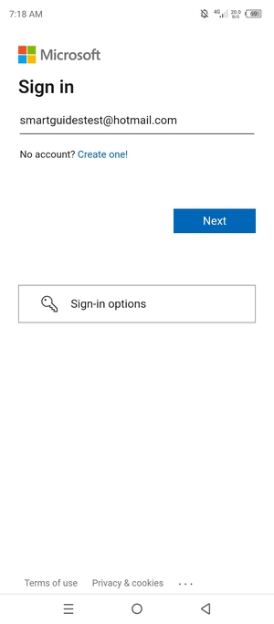 Enter your Email address and select Next