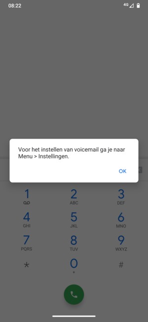Als uw voicemail niet geïnstalleerd is, selecteert u OK