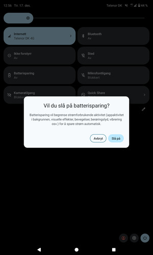 Velg Slå på