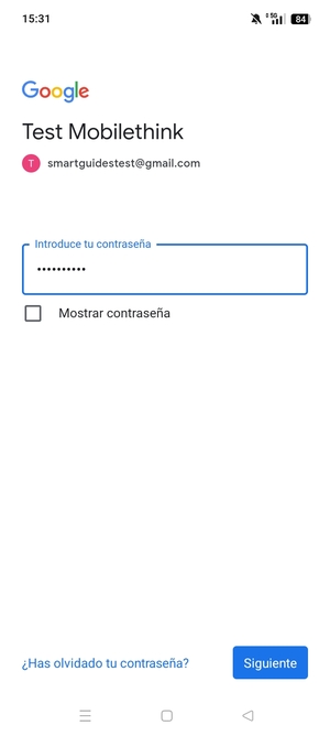 Introduzca su Contraseña y seleccione Siguente