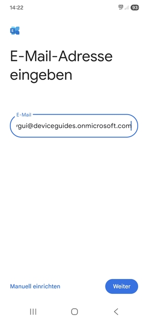 Geben Sie Ihre E-Mail-Adresse ein und wählen Sie Manuell einrichten