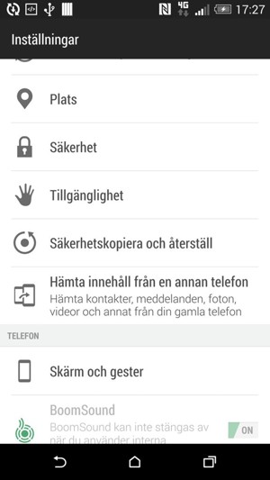 Välj Säkerhetskopiera och återställ