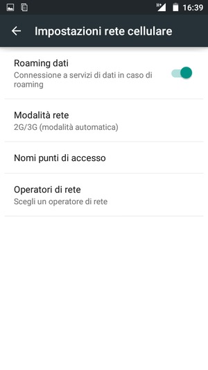 Attiva o disattiva Roaming dati