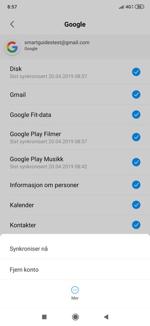 Velg Synkroniser nå