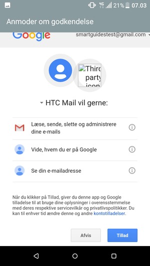 Vælg Tillad