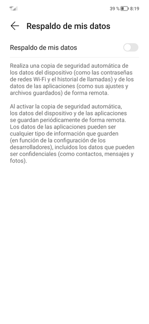 Active Respaldo de mis datos