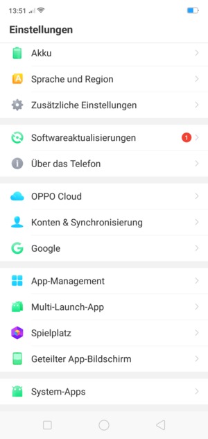 Scrollen Sie und wählen Sie System-Apps