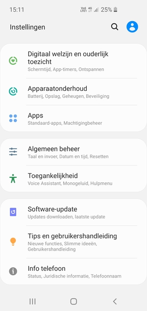 Scroll naar en selecteer Software-update