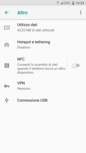 Seleziona Hotspot e tethering