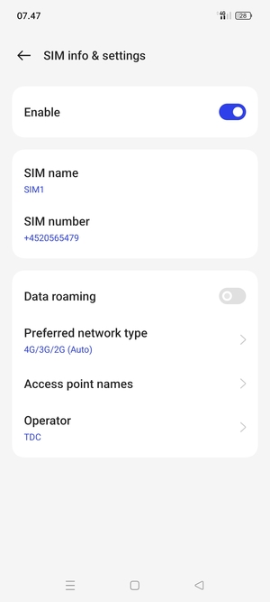 To change network if network problems occur, select Operator