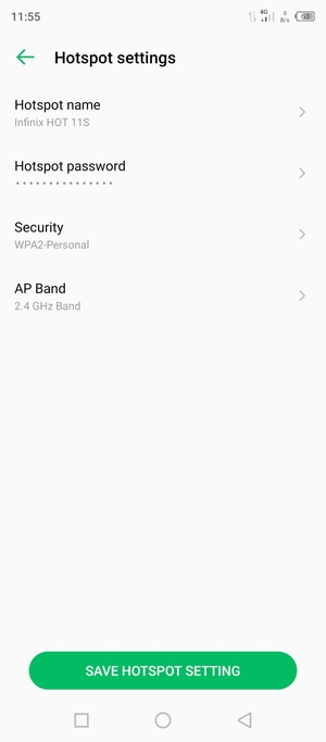 Select Hotspot password