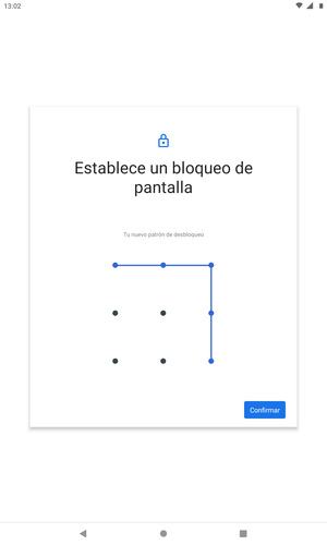 Dibuje de nuevo el patrón de desbloqueo y seleccione Confirmar