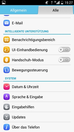 Scrollen Sie und wählen Sie Über das Telefon