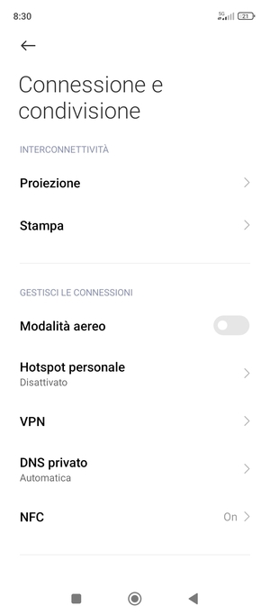 Seleziona Hotspot personale