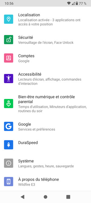 Retournez au menu Paramètres et sélectionnez Comptes