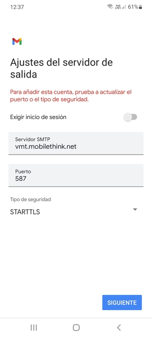 Seleccione Tipo de seguridad