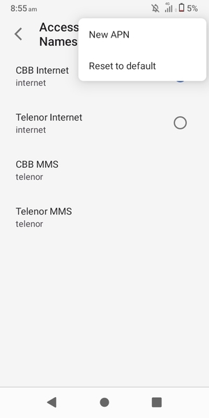 Select Reset to default