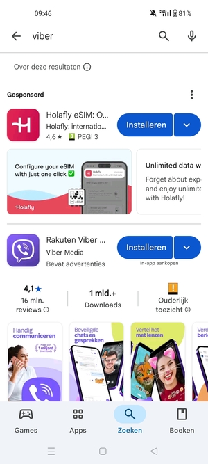 Selecteer de app