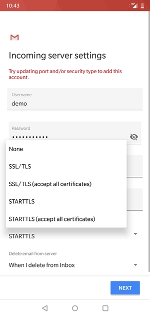 Select None and NEXT