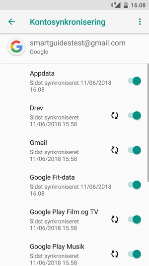 Dine oplysninger vil blive synkroniseret
